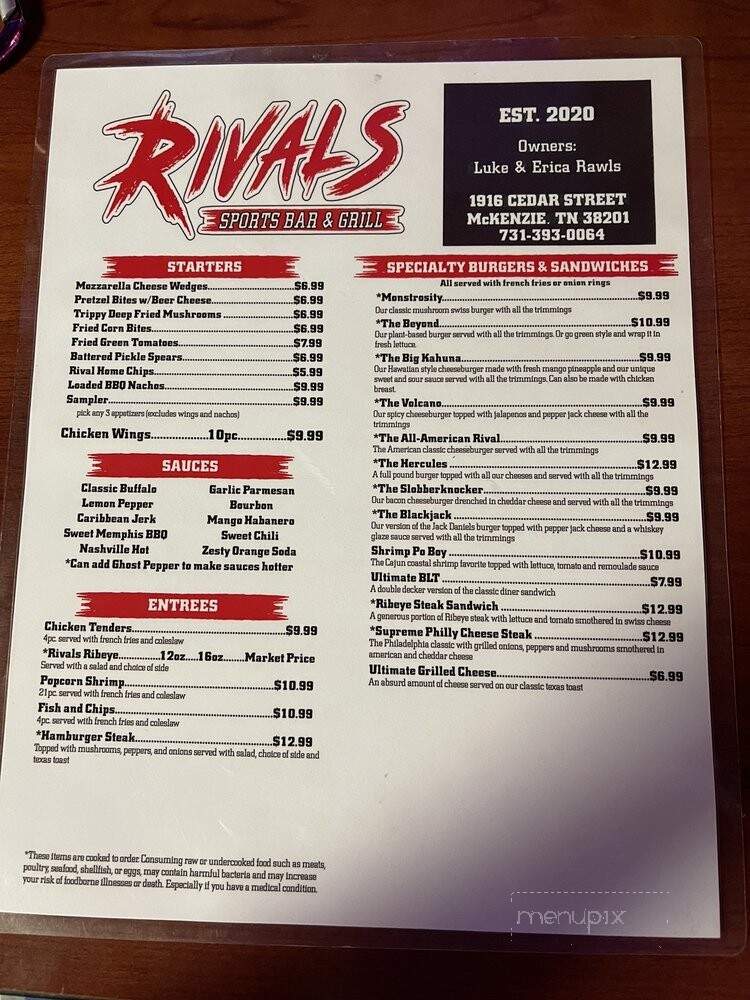 Rivals Sports Bar & Grill - McKenzie, TN