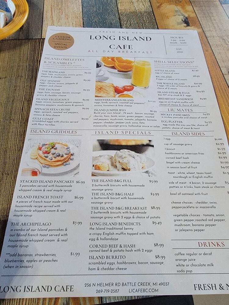 Long Island Cafe - Battle Creek, MI menu_pic