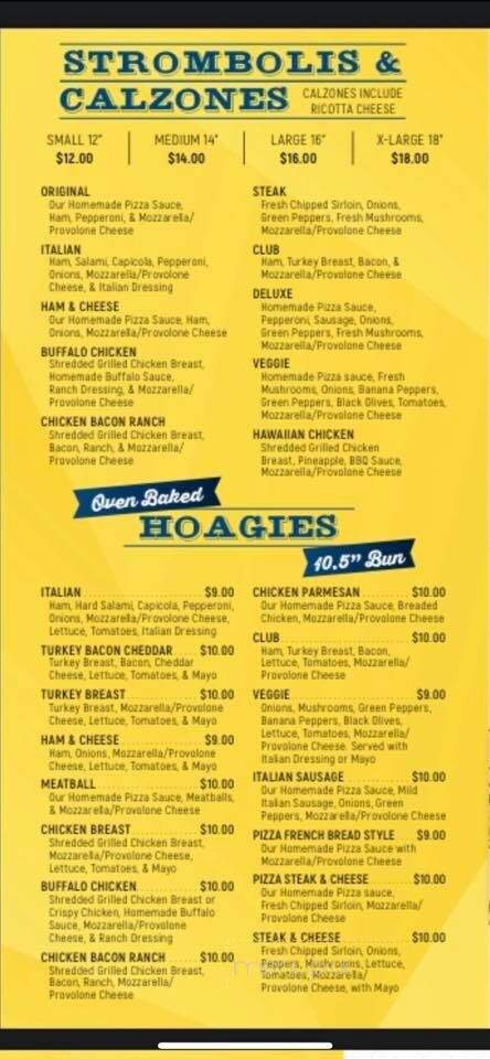 Beck's Pizza and Sandwich Shop - Perryopolis, PA menu_pic