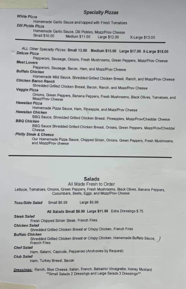 Beck's Pizza and Sandwich Shop - Perryopolis, PA menu_pic