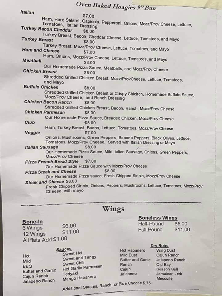 Beck's Pizza and Sandwich Shop - Perryopolis, PA menu_pic