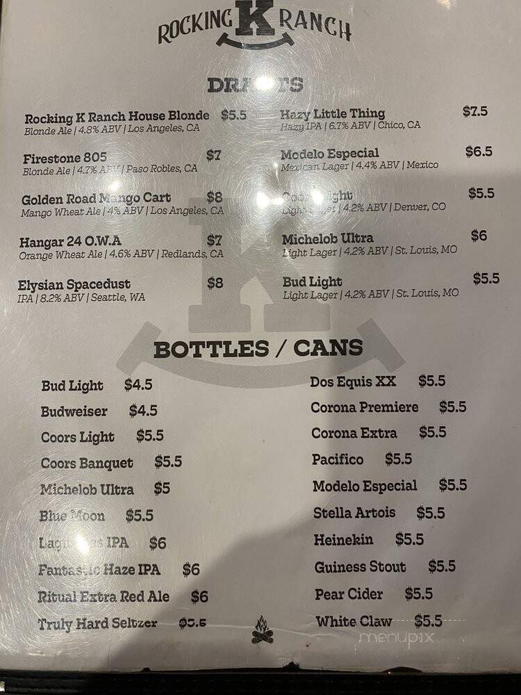 Rocking K Ranch - Hemet, CA menu_pic