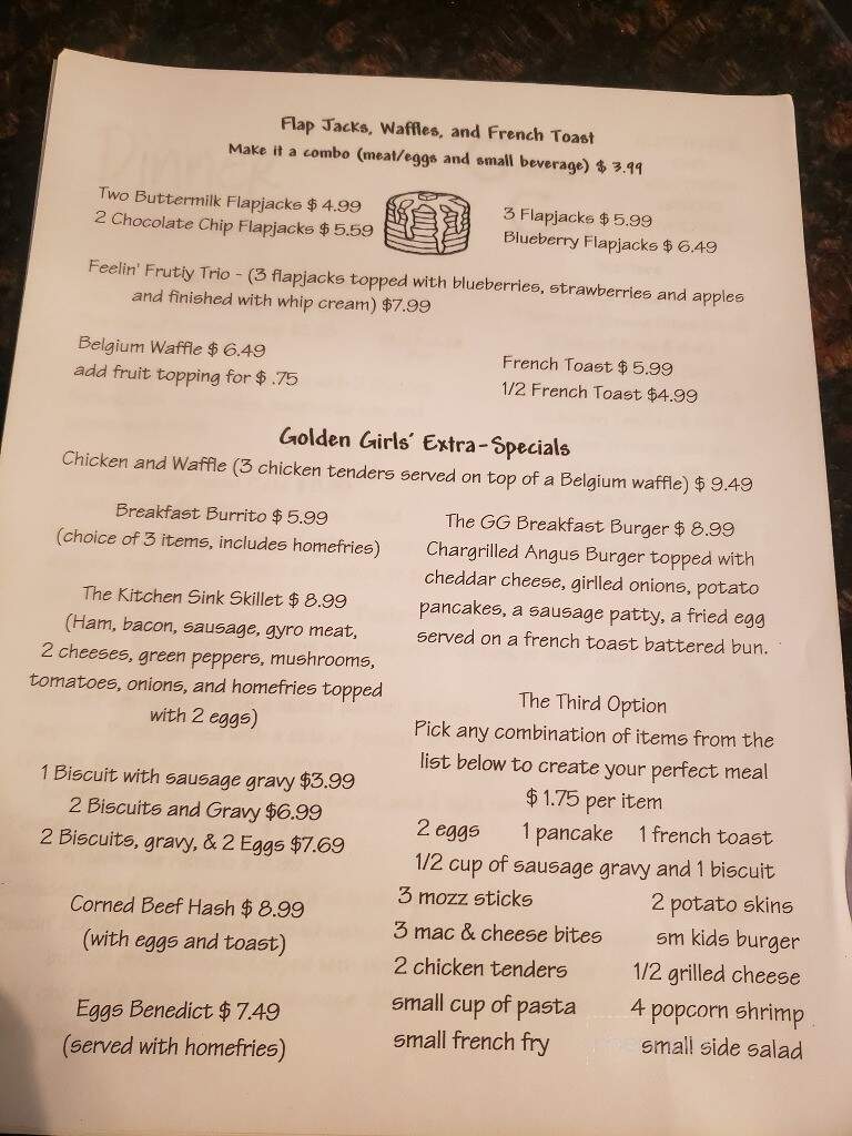 Golden Girls Restaurant - Eastlake, OH menu_pic
