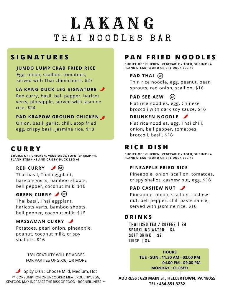 La Kang Thai Noodles Bar - Hellertown, PA