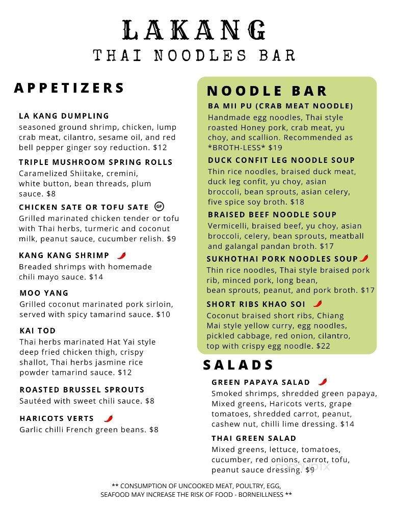 La Kang Thai Noodles Bar - Hellertown, PA menu_pic