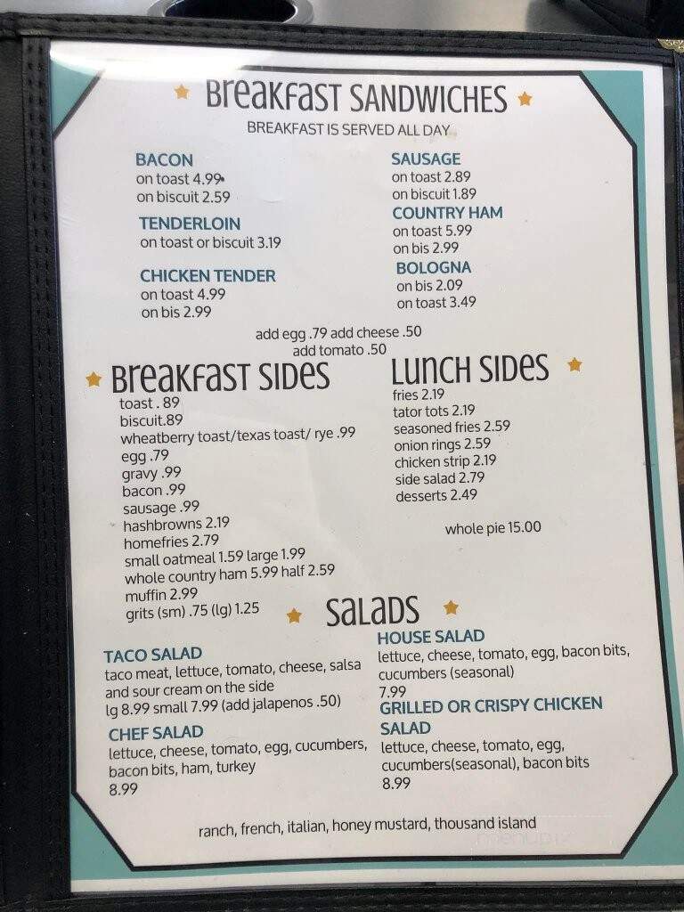 Rachel's Diner - Humboldt, TN menu_pic