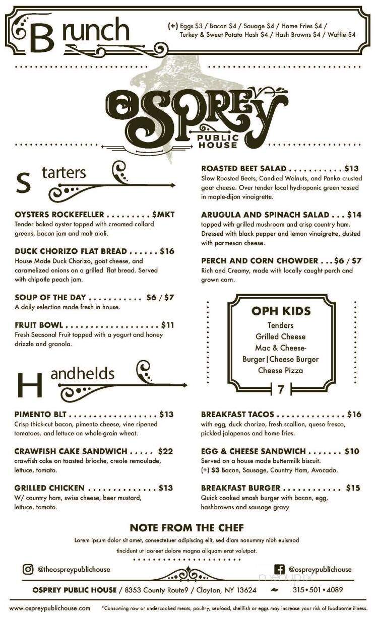 Osprey Public House - Cape Vincent, NY menu_pic