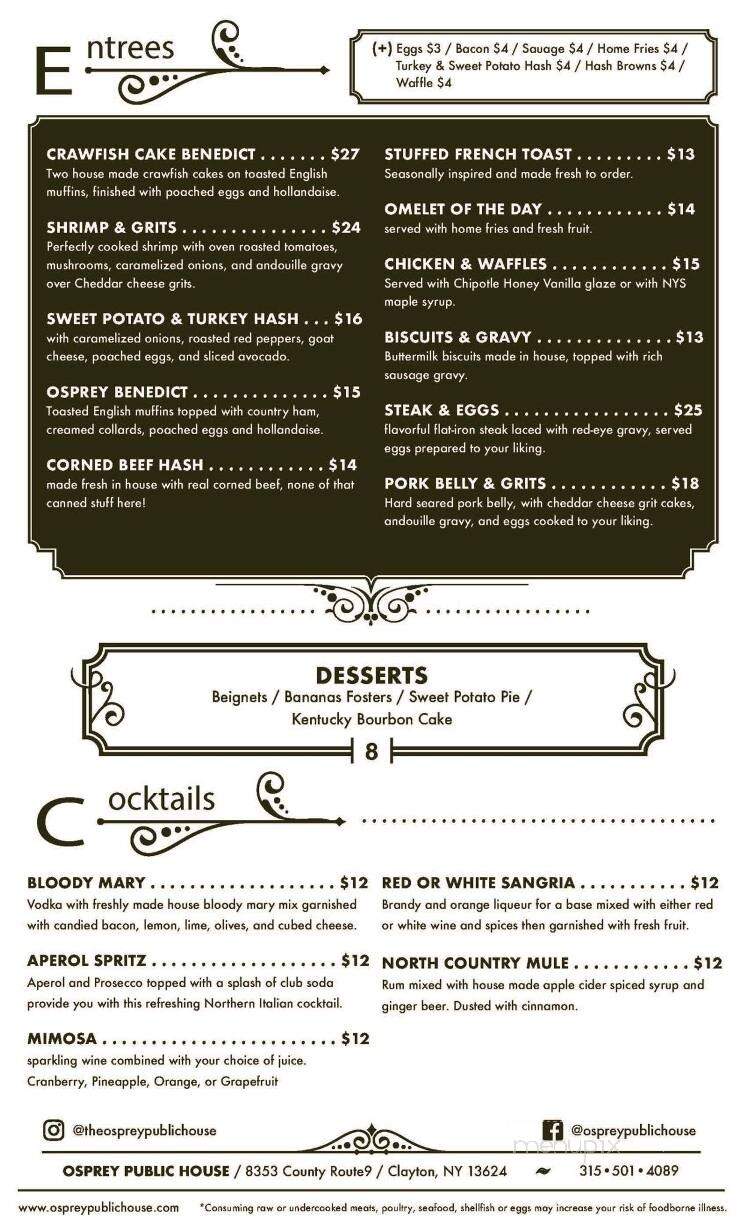 Osprey Public House - Cape Vincent, NY menu_pic