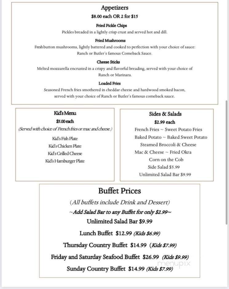 Butler's Fish & Steak - New Albany, MS menu_pic