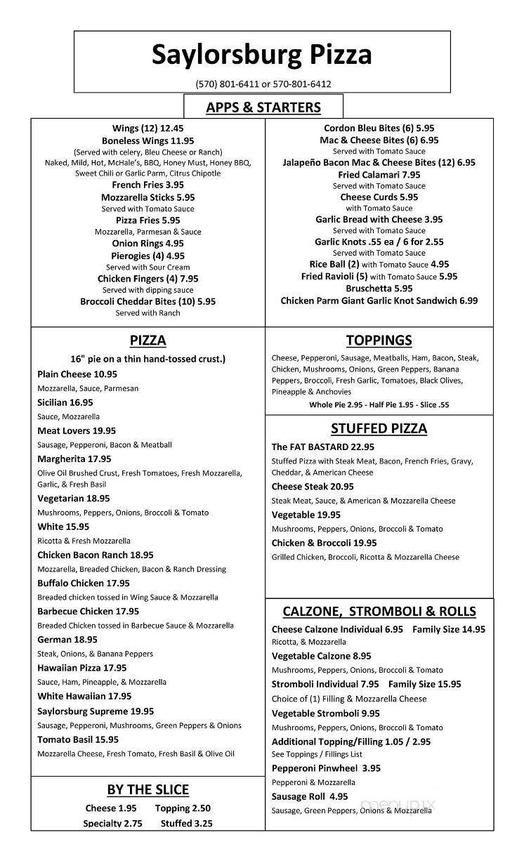 Saylorsburg Pizza - Saylorsburg, PA menu_pic