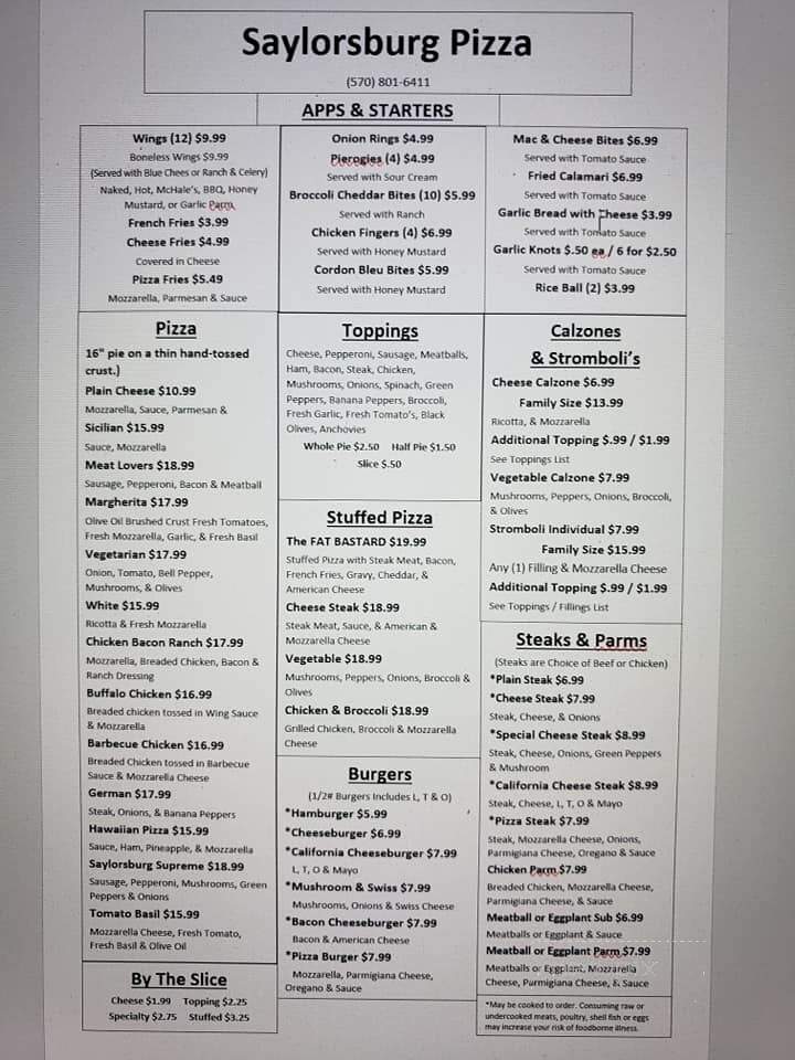 Saylorsburg Pizza - Saylorsburg, PA menu_pic