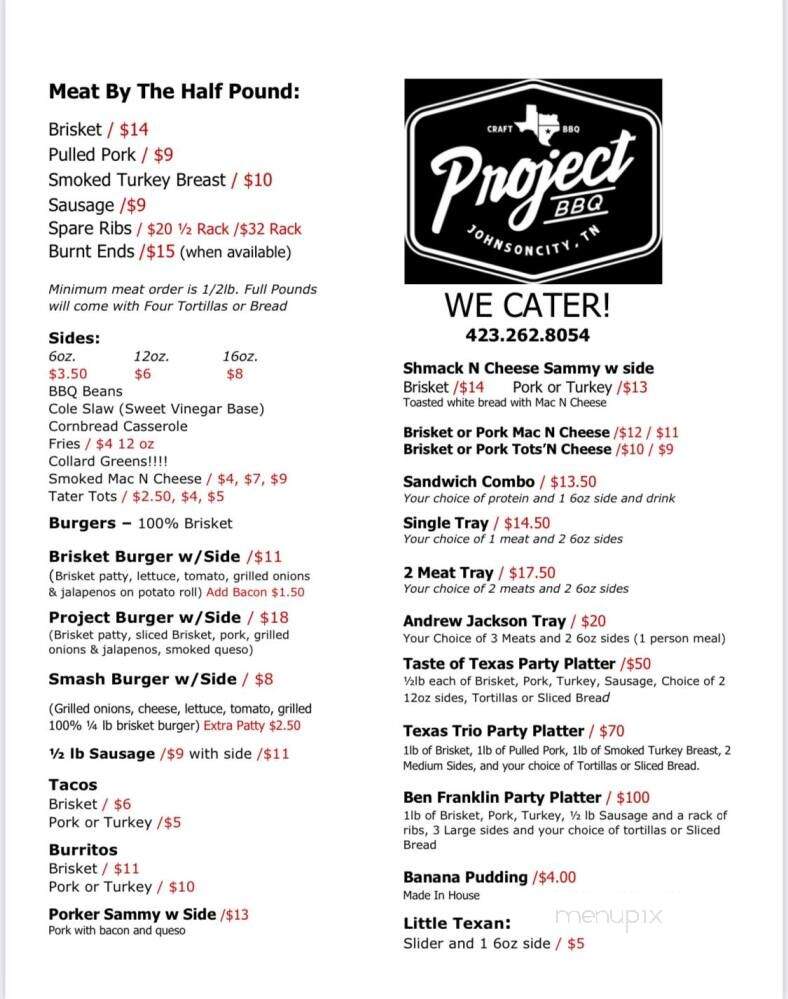 Project BBQ JC - Johnson City, TN menu_pic