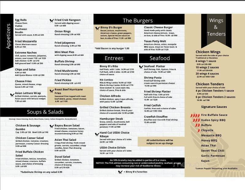 Binny B's - Cut Off, LA menu_pic