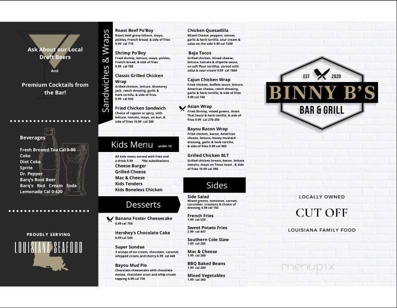 Binny B's - Cut Off, LA menu_pic
