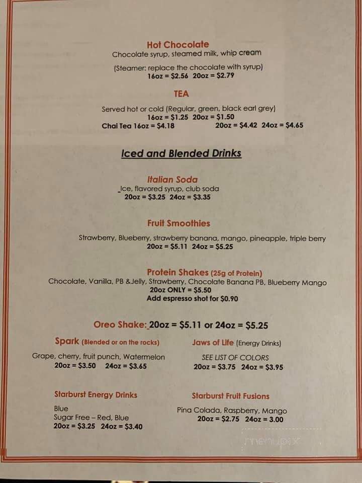 Brent's Firehouse Coffee - Camanche, IA menu_pic