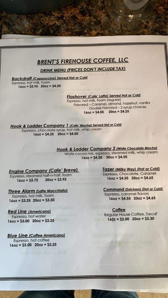 Brent's Firehouse Coffee - Camanche, IA menu_pic