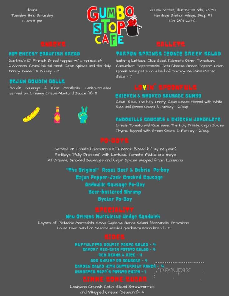 Gumbo Stop Cafe - Huntington, WV menu_pic