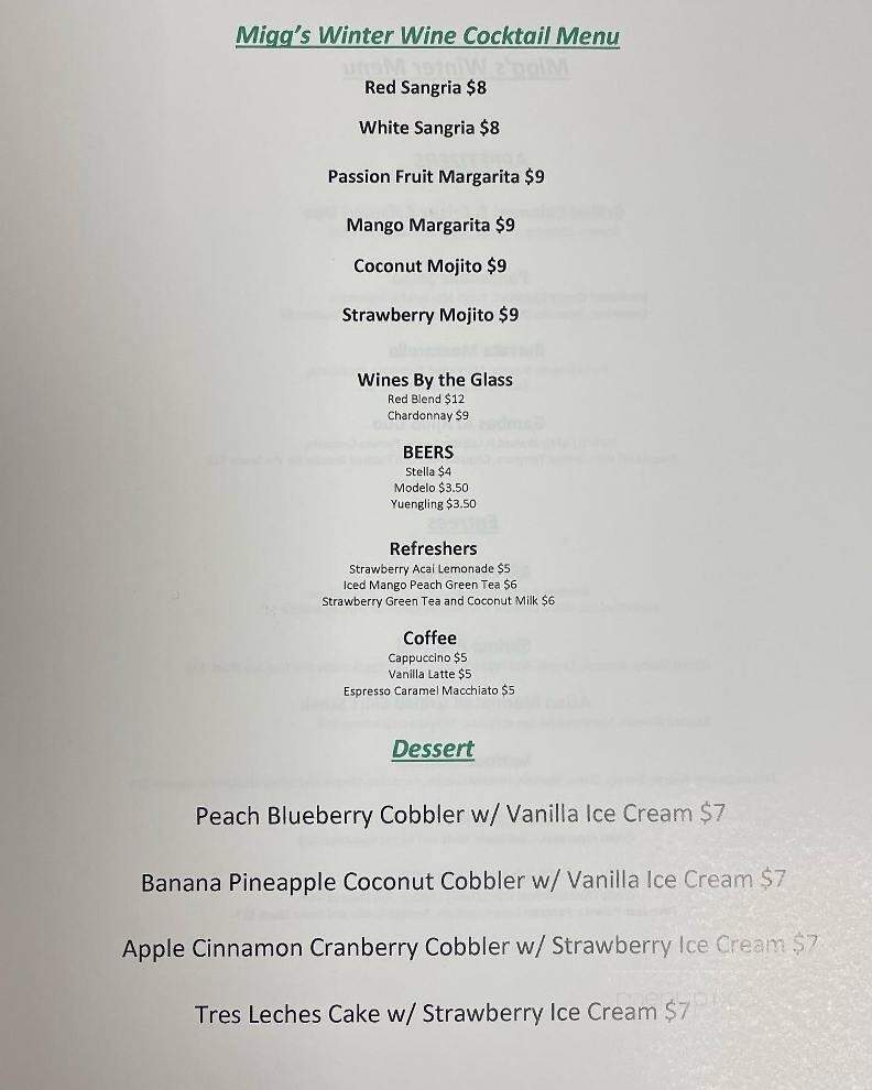 Miggs Craft Kitchen - Dunedin, FL menu_pic