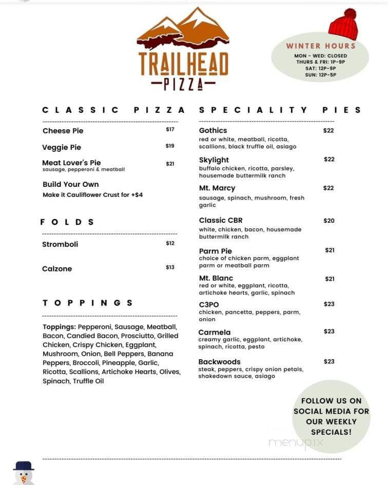 Trailhead Pizza - Bolton, NY menu_pic
