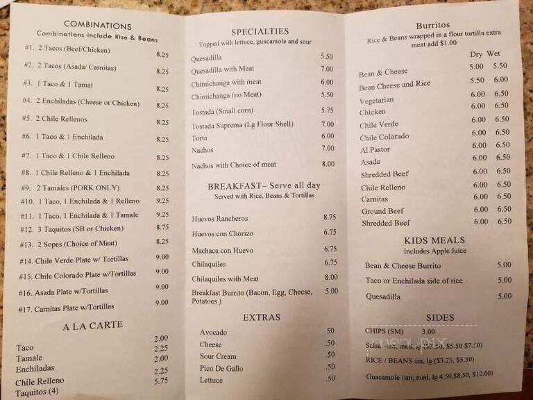 El Encanto Restaurant - Camarillo, CA menu_pic