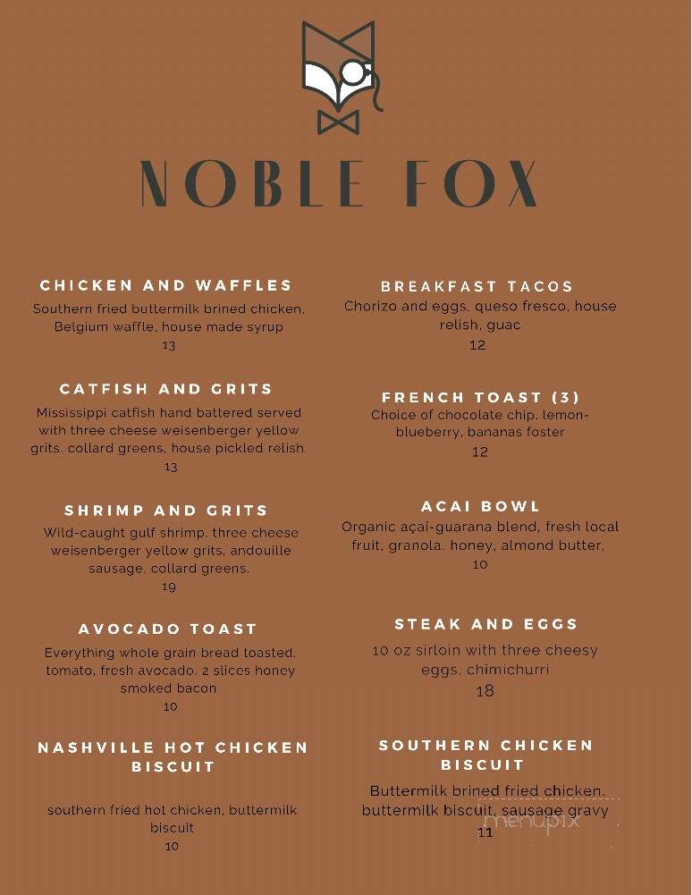The Noble Fox - Loretto, TN menu_pic