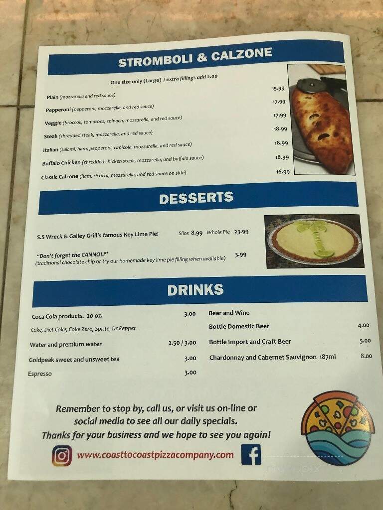 Coast to Coast Pizza Company - Marathon, FL menu_pic