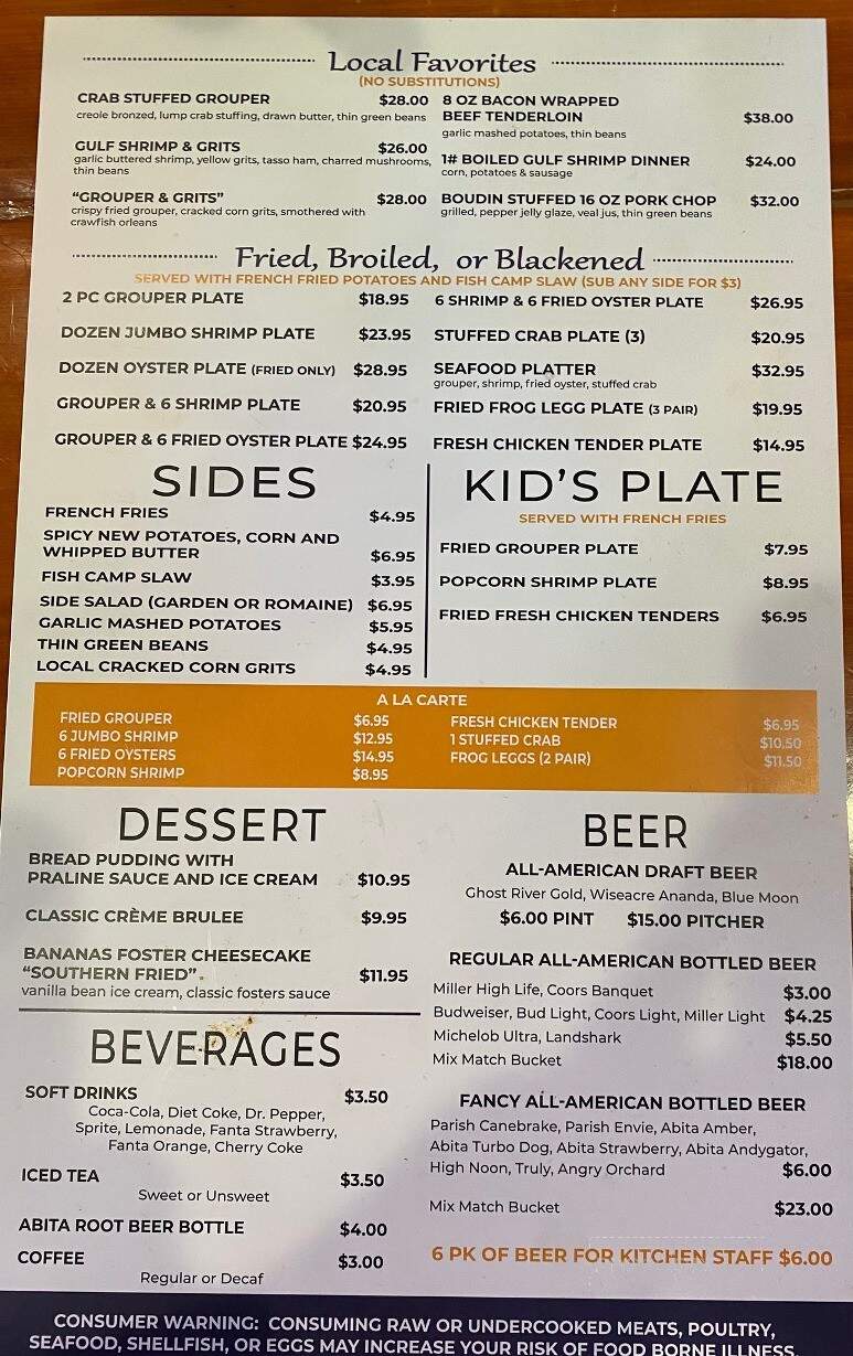 The Parish - Hernando, MS menu_pic