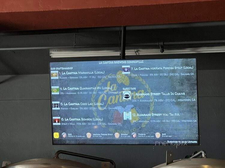 La Cantina Brewing Company - Salinas, CA menu_pic