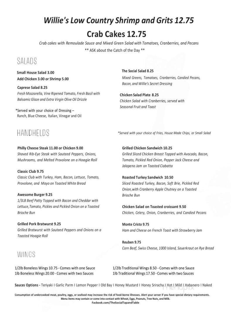 The Social Tap - Anderson, SC menu_pic
