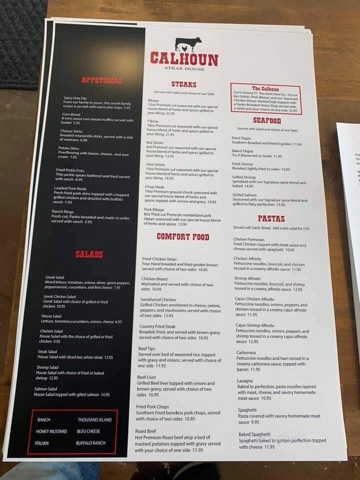 Calhoun Steak House - Jacksonville, AL menu_pic