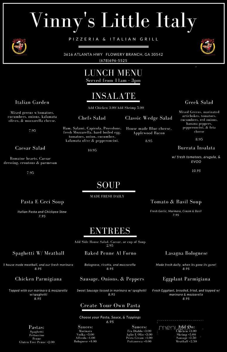 Vinny's Little Italy - Oakwood, GA menu_pic