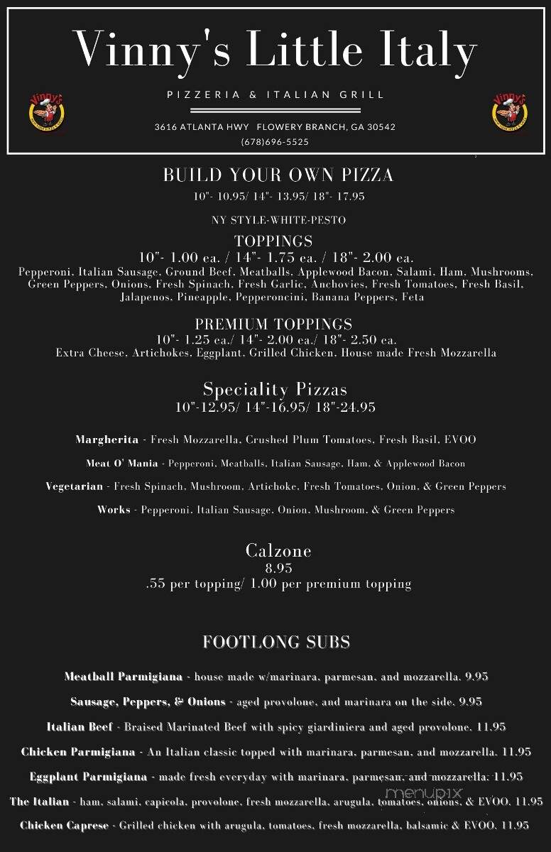 Vinny's Little Italy - Oakwood, GA menu_pic