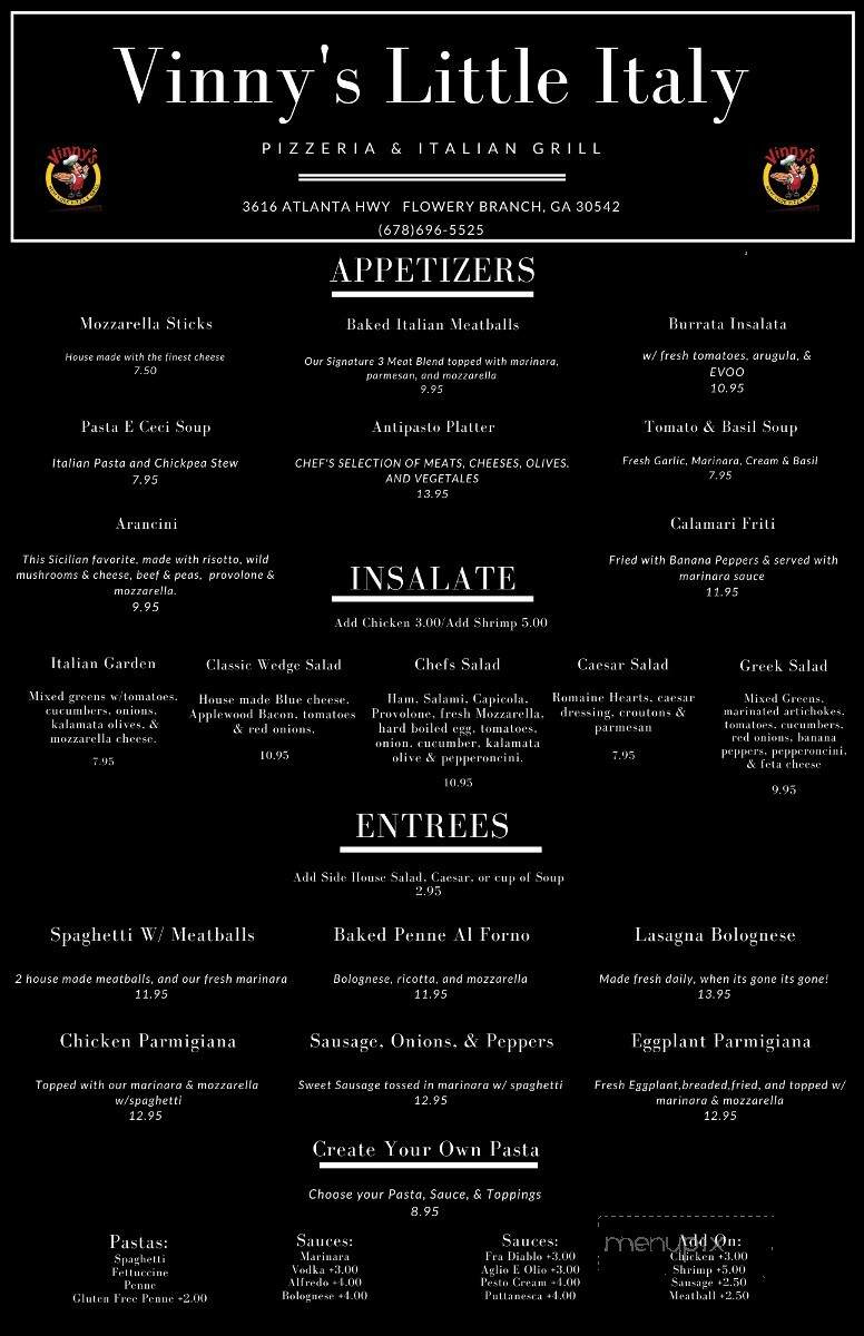 Vinny's Little Italy - Oakwood, GA menu_pic