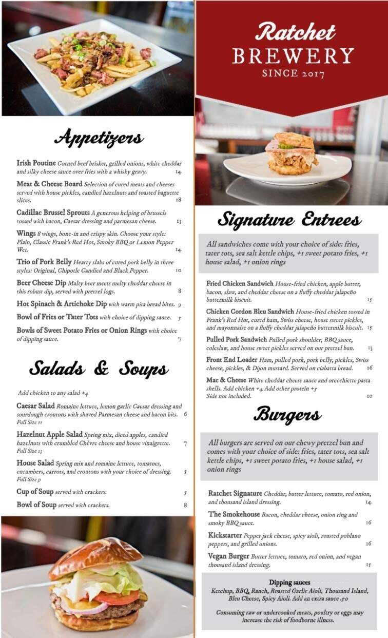 Ratchet Brewery - Silverton, OR menu_pic