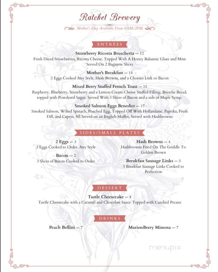 Ratchet Brewery - Silverton, OR menu_pic