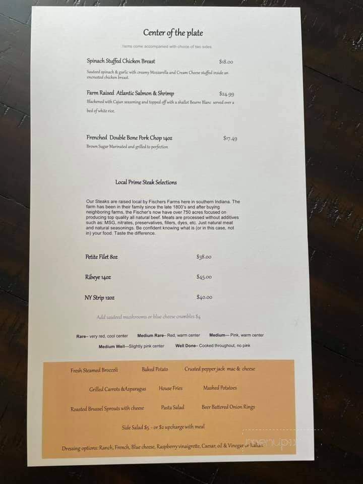 Burton's Farmhouse - Paoli, IN menu_pic