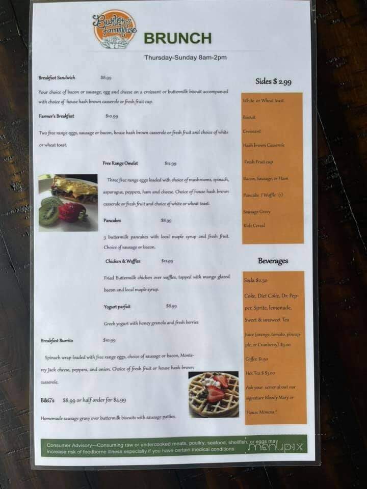 Burton's Farmhouse - Paoli, IN menu_pic