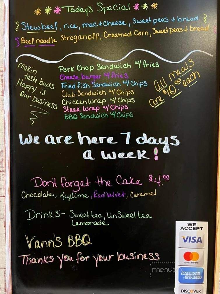 Vann's BBQ - Jesup, GA menu_pic
