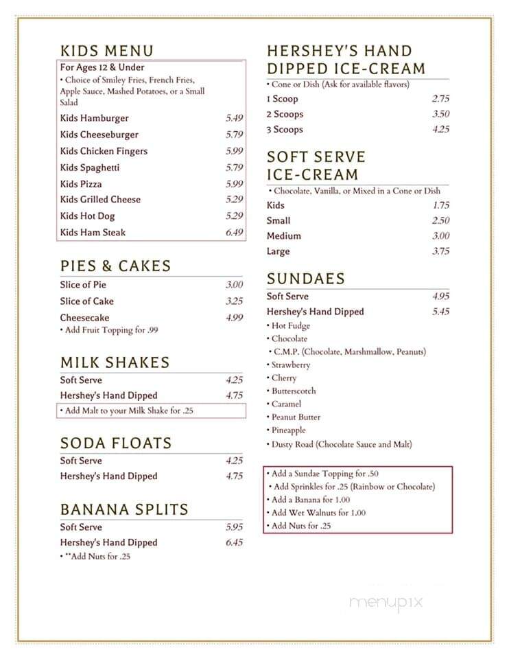 Graybill's Dinner - Abbottstown, PA menu_pic
