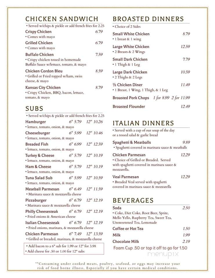 Graybill's Dinner - Abbottstown, PA menu_pic