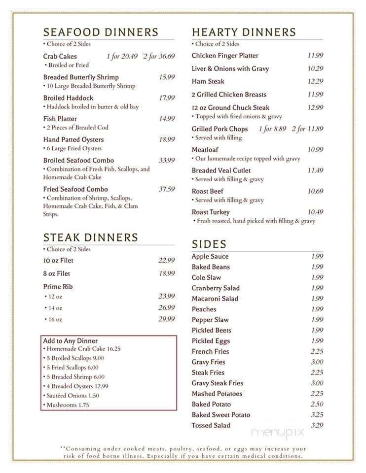Graybill's Dinner - Abbottstown, PA menu_pic