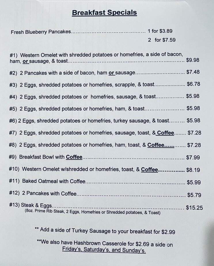 Graybill's Dinner - Abbottstown, PA menu_pic