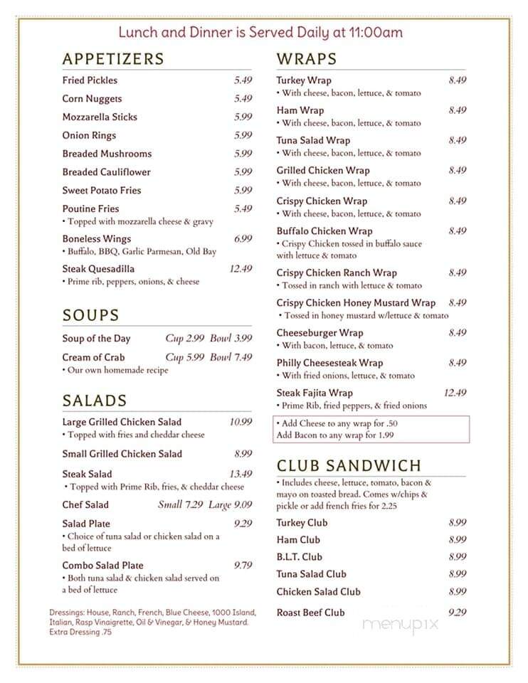 Graybill's Dinner - Abbottstown, PA menu_pic
