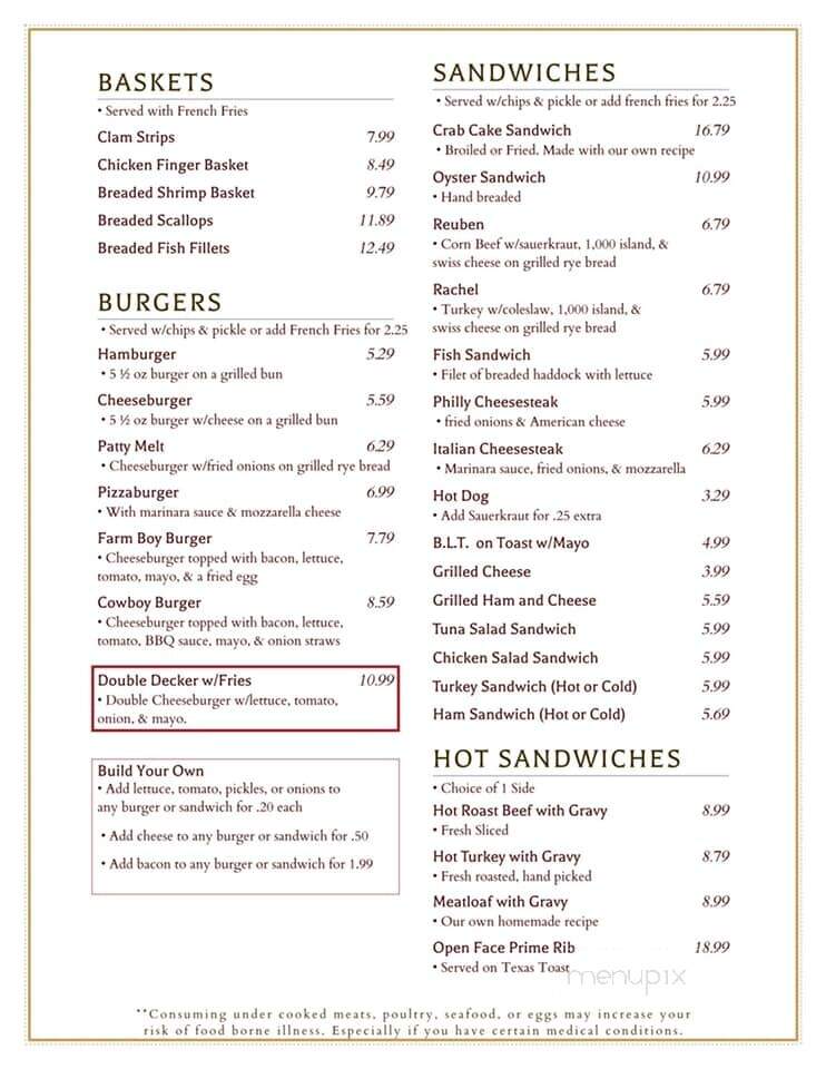 Graybill's Dinner - Abbottstown, PA menu_pic
