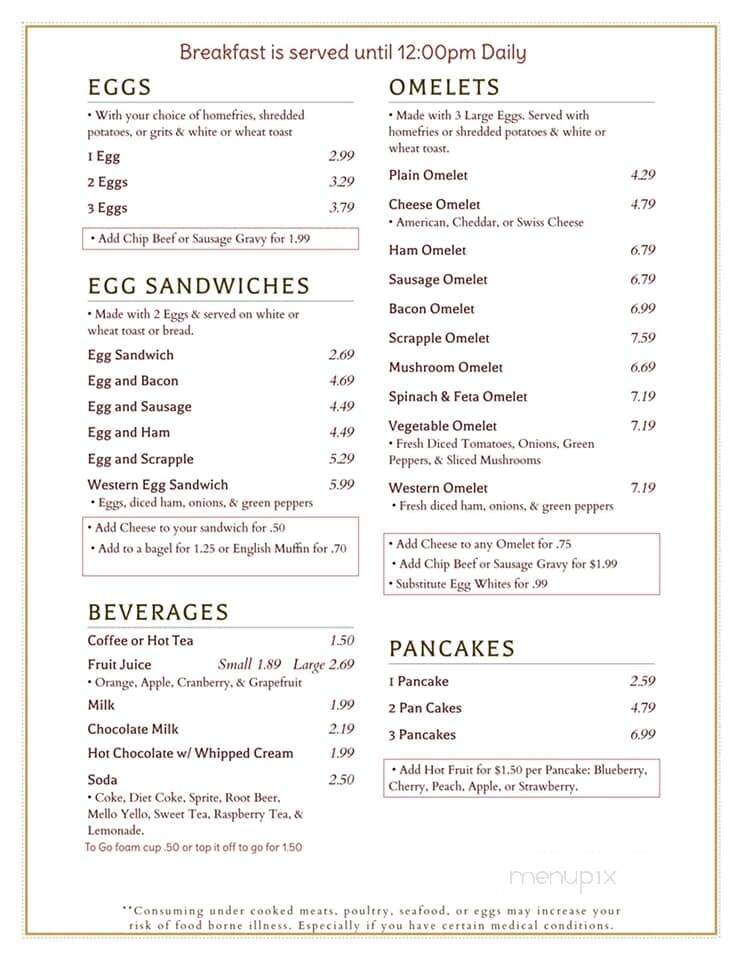 Graybill's Dinner - Abbottstown, PA menu_pic