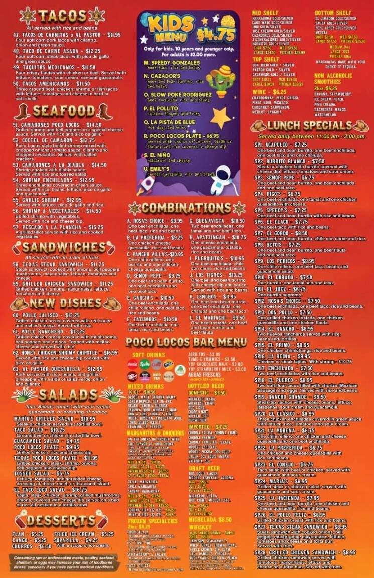 Poco Locos Mexican Grill - Smiths Station, AL menu_pic
