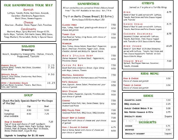 Bobby G's - Warrenton, MO menu_pic