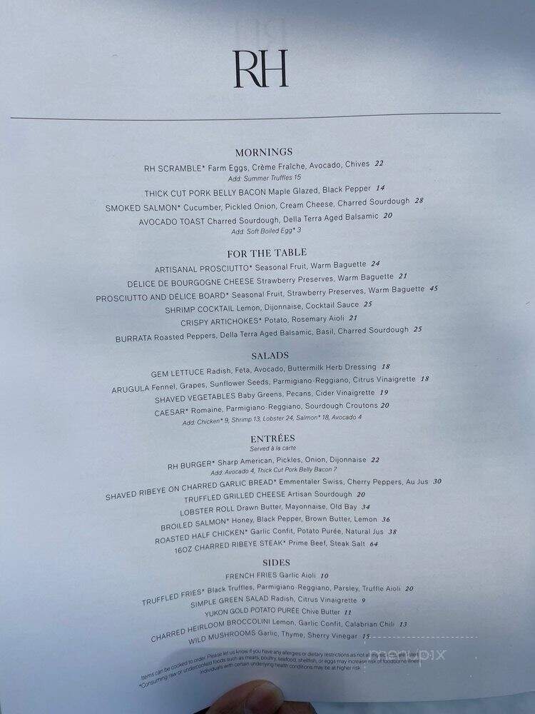 RH Rooftop Restaurant - Jacksonville, FL menu_pic