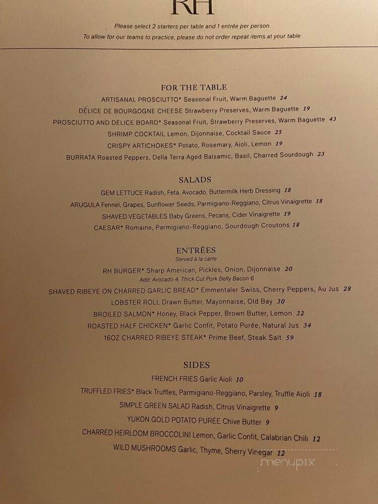RH Rooftop Restaurant - Jacksonville, FL menu_pic
