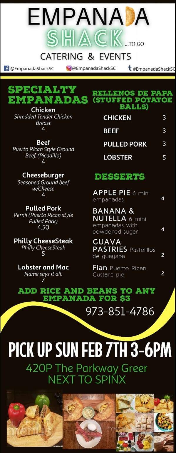 Empanada Shack - Woodruff, SC menu_pic